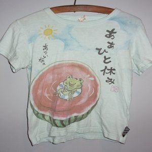 Vintage japan frog shirt cute kawaii XS crop top